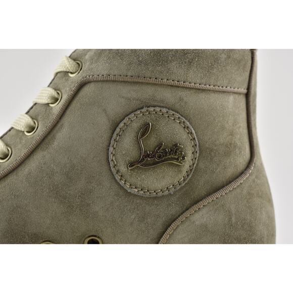 Christian Louboutin Mens Louis Orlato Flat Poivre Vert Suede High Sneaker 40 7 - Picture 9 of 12